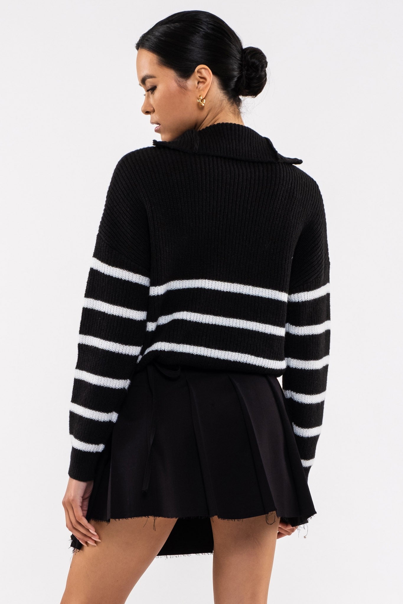 Sarah Striped Half Zip Sweater
