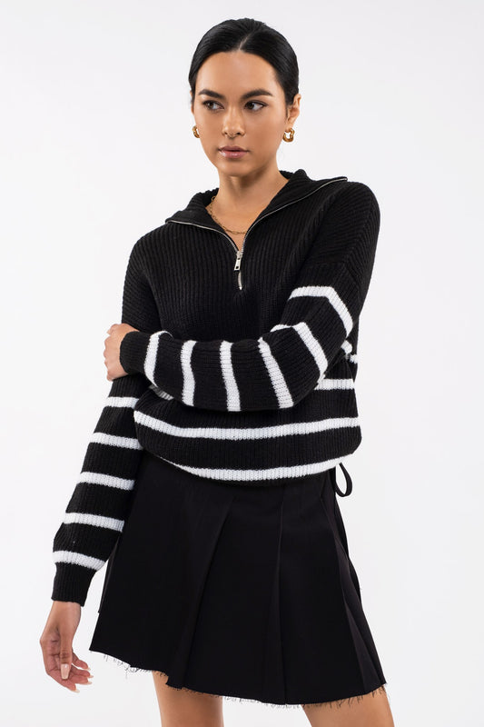 Sarah Striped Half Zip Sweater