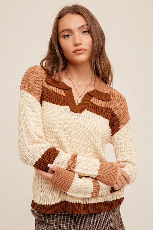 Amelia Collared Colorblock Sweater