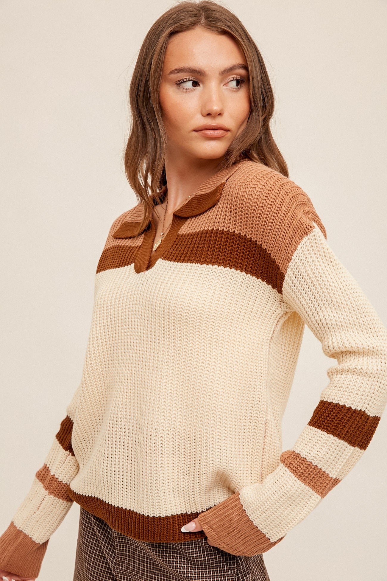 Amelia Collared Colorblock Sweater