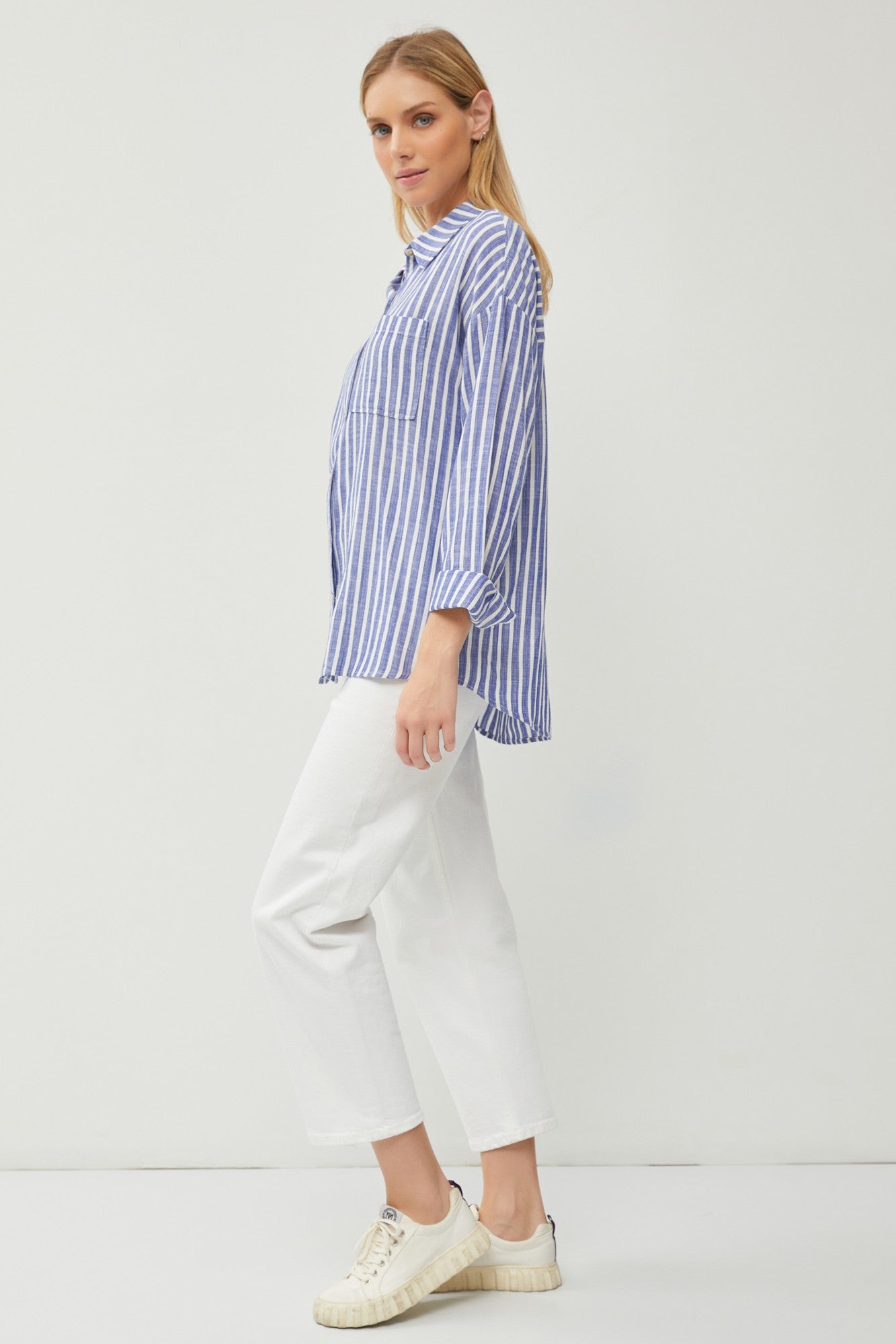 Oceans Away Striped Button Down