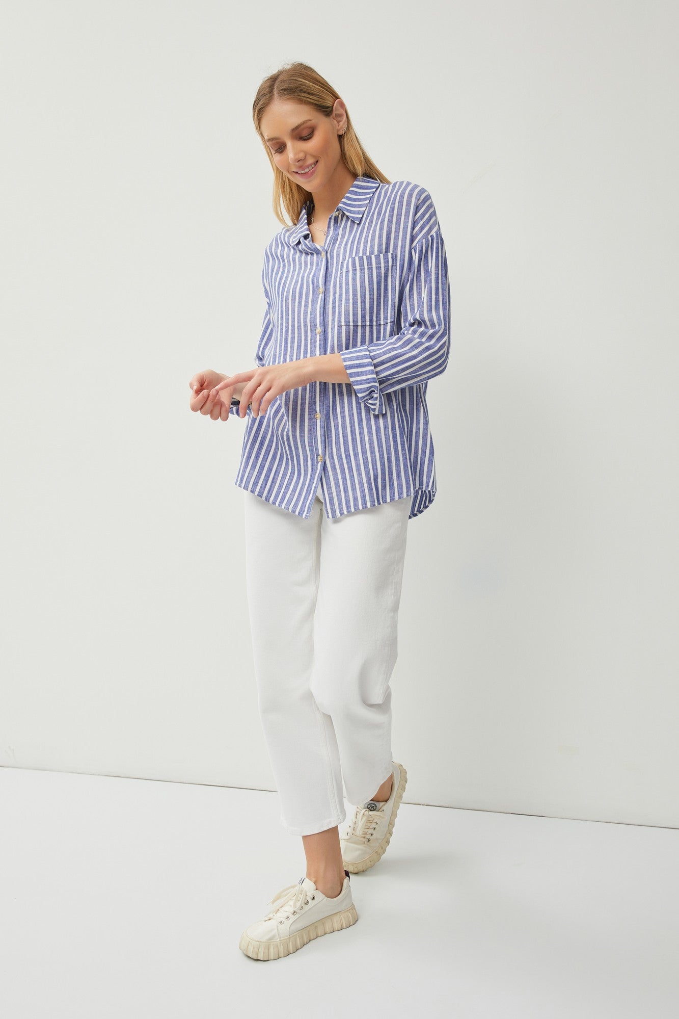 Oceans Away Striped Button Down