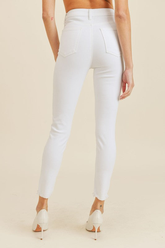 Leslie White Frayed Skinny Jeans