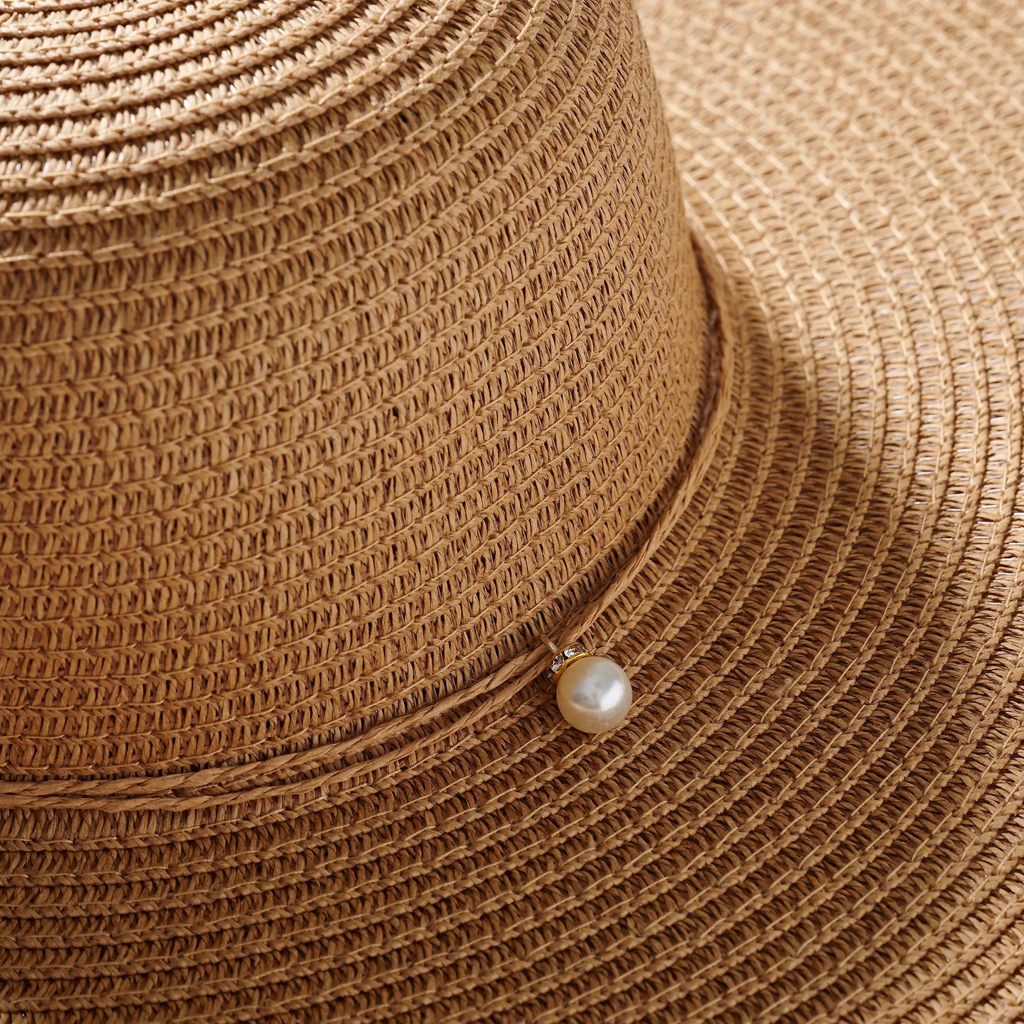 Pearl String Bow Straw Hat